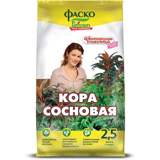 Грунт Кора сосны 2,5л Цветочное счастье Фаско 1/15