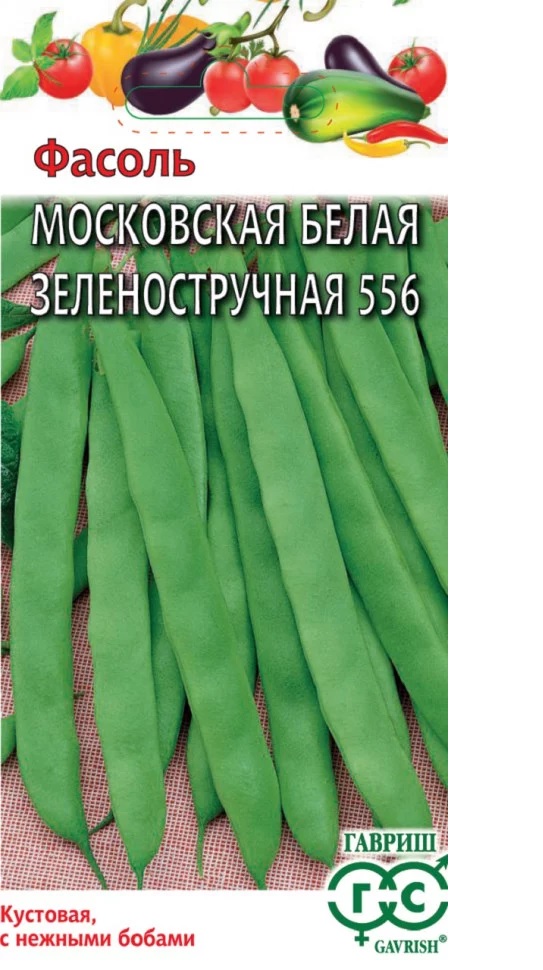 Фасоль овощная Московская Белая Зелструч 556 среднеспелая, куст 5гр Гавриш/ЦВ 1/10