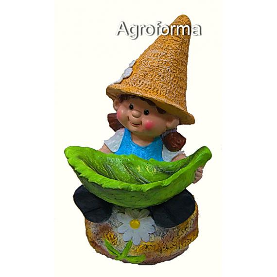 Девочка на камне с листом 55*38см 0341 АФ