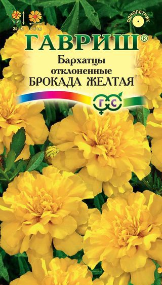Бархатцы Брокада Желтая откл, махр, 25см, однол 0,3гр