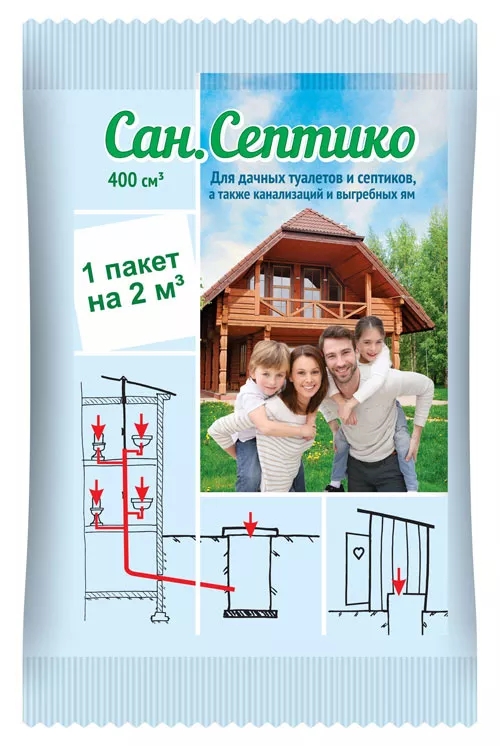 Сан Септико 0,4л для дачных туал, септ, канализ, выгребн ям 1/40