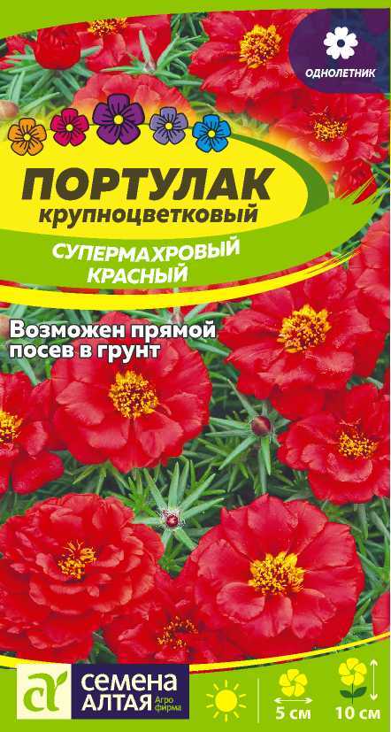 Портулак Супермахровый Красный крупноцв, 10см, однол 0,1гр СА/ЦВ