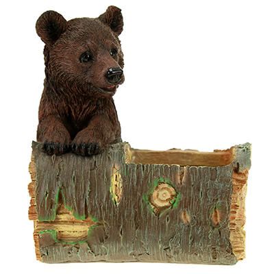 Фигура кашпо Медведь с бревном 27*20см 11167 М-т