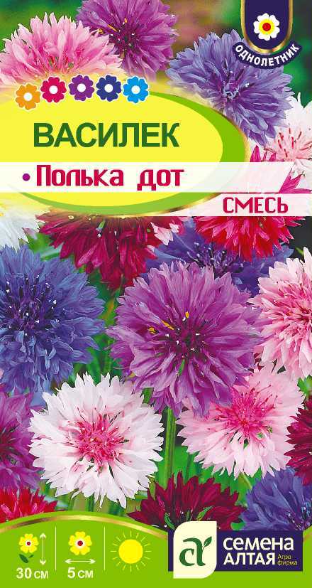 Василек Полька Дот низкор, махр, смесь, однол, до 30см 0,5гр/0,3гр СА/ЦВ