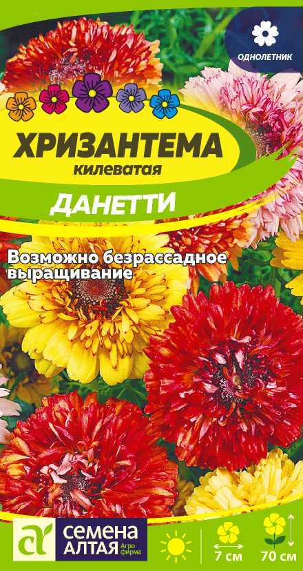 Хризантема Данетти килеватая, полумахровая смесь, до 70см 0,3гр СА/ЦВ