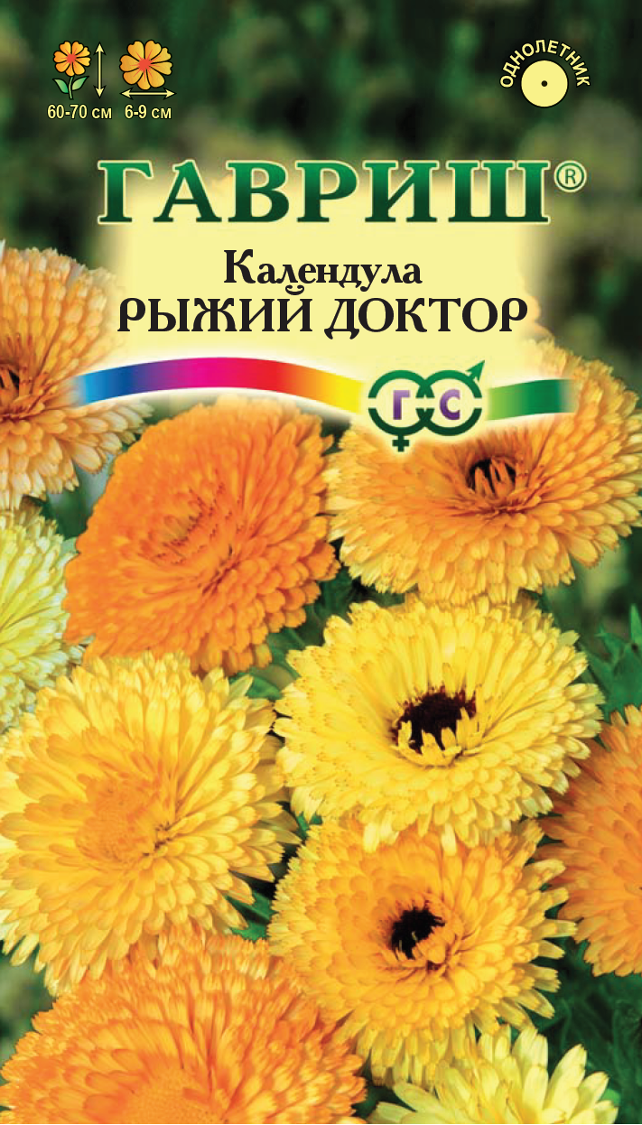 Календула Рыжий Доктор лекарств, махровая смесь, 60-70см, однол 0,3гр