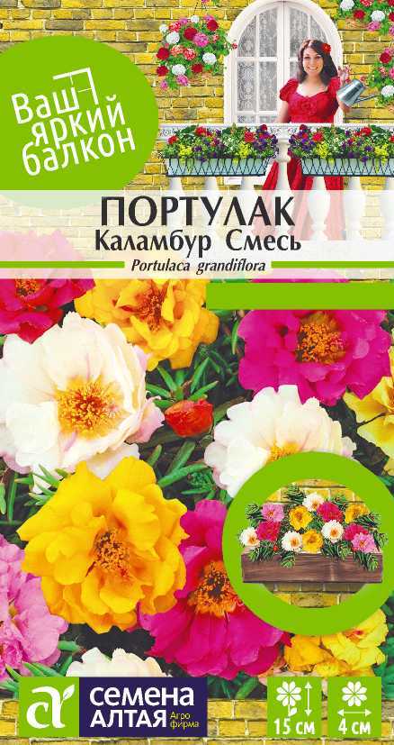 Портулак Каламбур низкор, махр/полумахровая смесь, 10-15см, однол 0,1гр СА/ЦВ